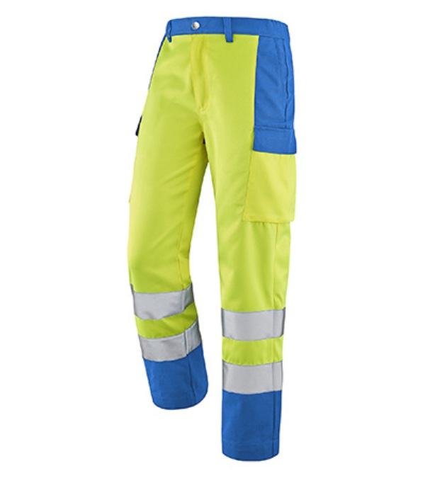 PANTALON DE TRAVAIL HAUTE VISIBILITE M-LINE. POLYESTER / COTON. EN ISO 13688, EN ISO 20471 CL2. T36/38 A 60/62 - JAUNE/AZUR