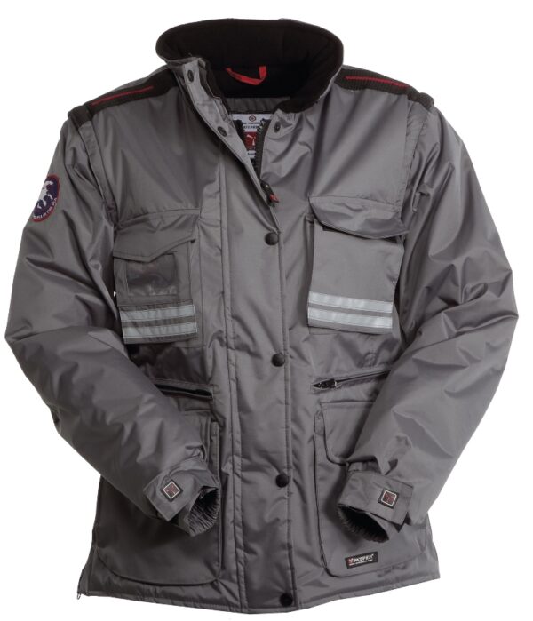 PARKA FEMME 2 EN 1 BADGE SYSTEM FEMME RIPSTOP MATELASSE. 100% POLYESTER RIPSTOP 240T 180 G/M². EN ISO 13688. TS à L - GRIS FONCE