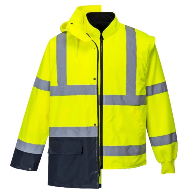 PARKA HAUTE VISIBILITE 5 EN 1 OXFORD IMPER/RESPIRANT FROID NEGATIF. EN ISO 13688, EN 13758-2, EN ISO 20471 CL 3, EN 343 CL 3.1, EN 342. TXS À 5XL - JAUNE/MARINE
