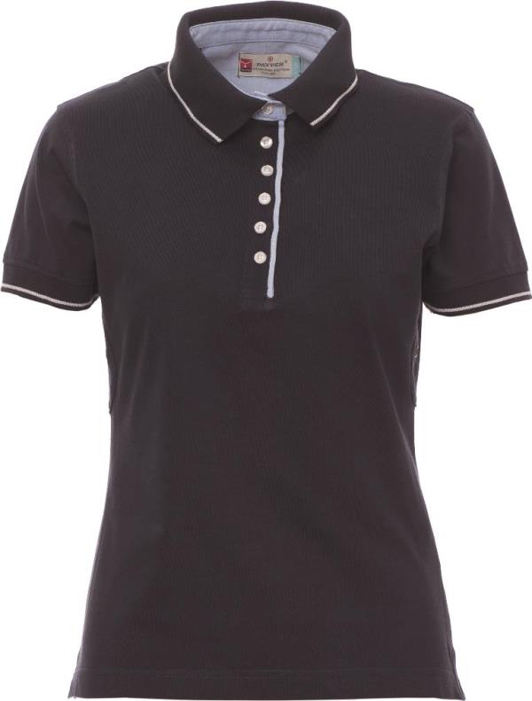 POLO FEMME 175 CHIC MANCHES COURTES. 100% COTON, 175 G/M². TS À XL - MARINE/BLANC