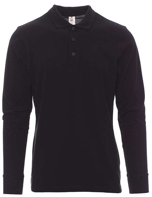 POLO HOMME 180 MANCHES LONGUES. 100% COTON, 180 G/M². TXS À 3XL - NOIR