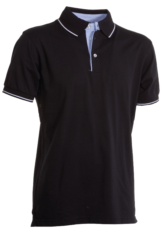 POLO HOMME 175 CHIC MANCHES COURTES. 100% COTON, 175 G/M². TS À 3XL - NOIR/BLANC