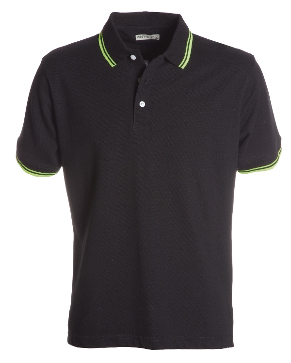 POLO HOMME 210 CONTRASTE MANCHES COURTES. 100% COTON, 210 G/M². TS À 3XL - NOIR/JAUNE FLUO