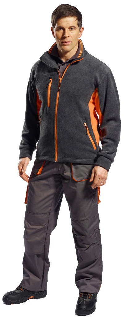 BLOUSON POLAIRE MULTIFONCTIONS X-LINE 400G. 100% POLYESTER, 400 G/M². TXS à 4XL - GRIS/ORANGE