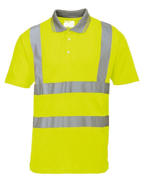 POLO HAUTE VISIBILITE MANCHES COURTES. 100% POLYESTER, 175 G/M². EN 13758-2, EN ISO 13688, EN ISO 471 CL2. TXS À 7XL - JAUNE FLUO