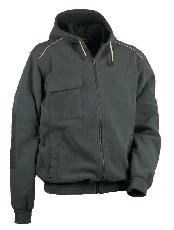 BLOUSON POLAIRE HYDROFUGE CAPUCHE ZIP WORKWEAR. 100% POLYESTER 340 G/M² + MEMBRANE COFRATEX. EN ISO 13688. TS À 4XL - GRIS FONCE