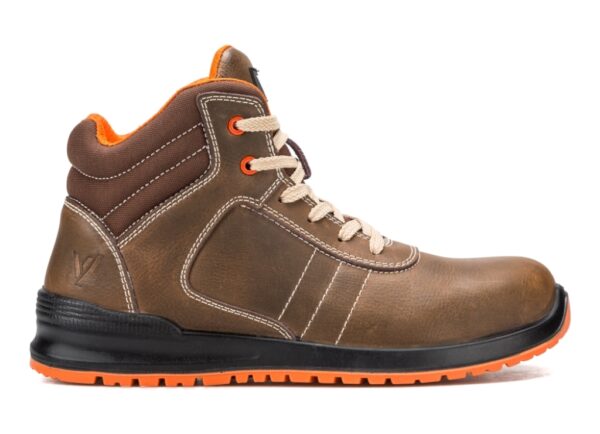 BASKET DE SECURITE MIXTE, PIED SENSIBLE MARRON CUIR HYDROFUGE, METAL FREE - CE EN ISO 20345 S3P SRC - 36/47