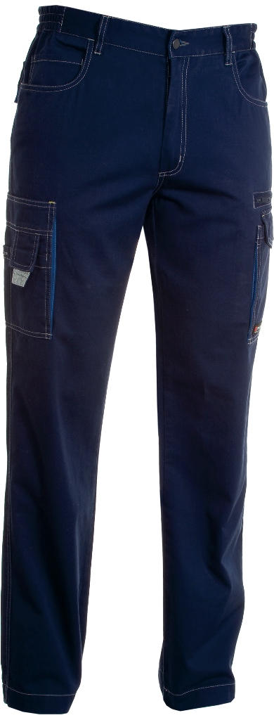 PANTALON UNISEXE BADGE SYSTEM BICOLORE. 100% COTON TWILL 250 G/M². EN ISO 13688. TXS à 3XL - MARINE/BLEU ROYAL