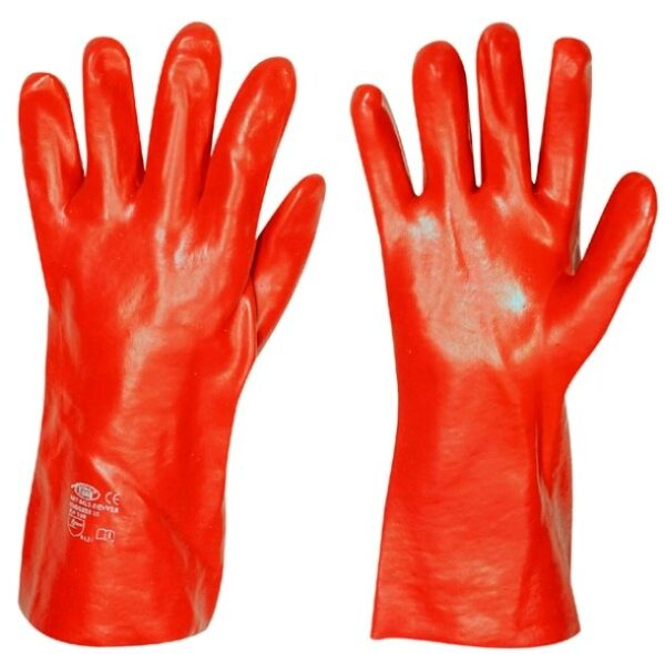 GANT MECANIQUE ETANCHE INSALUBRITE, CURAGE, EGOUTIER, PVC LISSE ROUGE TOUT ENDUIT, LONG 35 CM, TU (9/10)