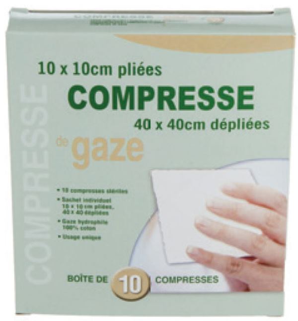 BOÎTE DE 10 SACHETS DE 5 COMPRESSES NON TISSES STERILES - 10 x 10 plié - 40 x 40 ouvert