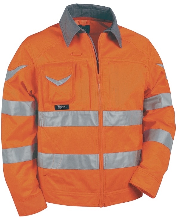 BLOUSON DE TRAVAIL HAUTE VISIBILITE FORCE-LINE. COTON / POLYESTER. EN ISO 13688, EN ISO 20471 CL3. T42 À 62 - ORANGE/GRIS