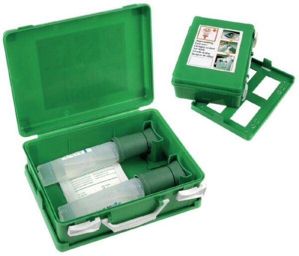 LAVEUR D'YEUX AUTONOME - TROUSSE / STATION MURALE - 2 FLACONS PLEIN DE 200 ML POUR CORPS ETRANGERS