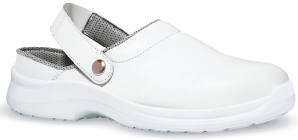 SABOT DE SECURITE MIXTE, A BRIDE, BLANC, CHR - CE EN ISO 20345 SB-E-A-FO SRC
