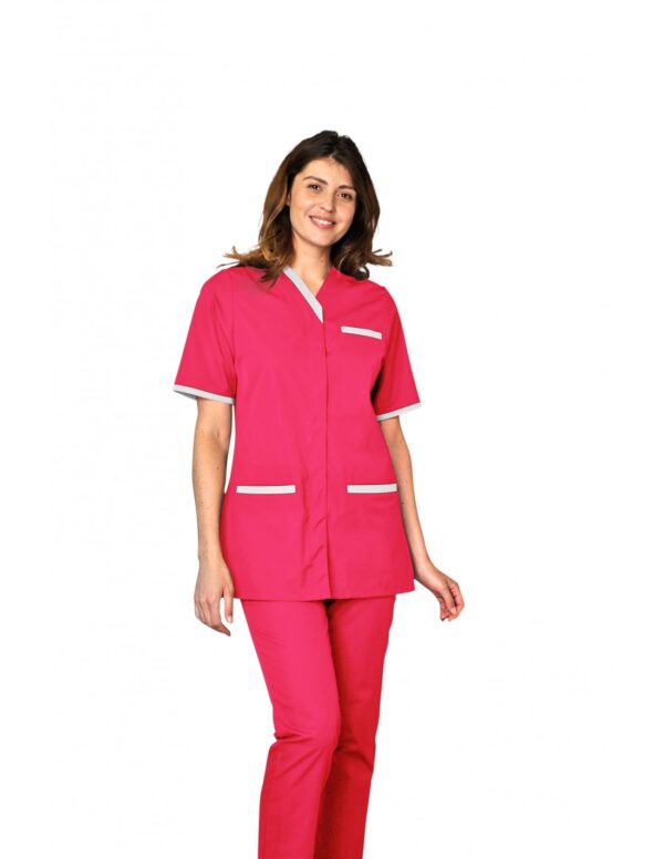 TUNIQUE SUZIE. PRESSIONS MANCHES COURTES. UNI POLYESTER / COTON. T0 (36/38) à 6 (60/62) - VIEUX ROSE