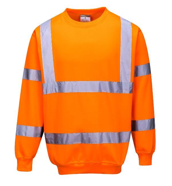 SWEAT HAUTE VISIBILITE COL ROND. POLYESTER/COTON, 300 G/M². EN 13758-2, EN ISO 13688, EN ISO 471 CL3. TXS À 5XL - ORANGE FLUO