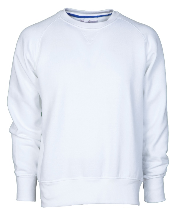 SWEAT HOMME 300 COL ROND. 70% COTON / 30% POLYESTER, 300 G/M². TS À 3XL - BLANC