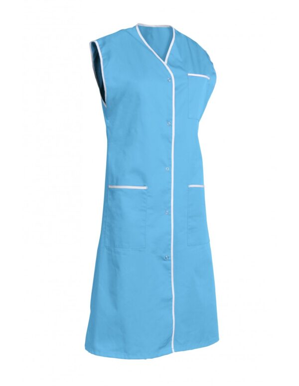 BLOUSE SYLVIANE. PRESSIONS SANS MANCHE. UNI POLYESTER / COTON. T0 (36/38) à 6 (60/62) - ATOLL