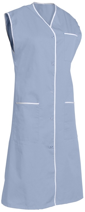 BLOUSE SYLVIANE PRESSIONS SANS MANCHES. UNI 65% POLYESTER / 35% COTON. T36/38 A 60/62 - BLEU CIEL
