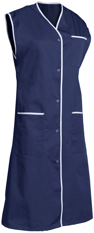 BLOUSE SYLVIANE PRESSIONS SANS MANCHES. UNI 65% POLYESTER / 35% COTON. T36/38 A 60/62 - MARINE