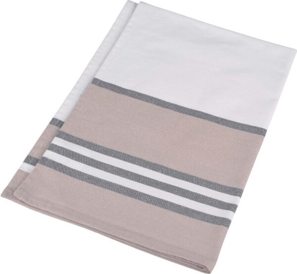 ESSUI-VAISSELLE. RAYURE 100% COTON. DIMENSIONS 70 X 50 CM - BLANC/BEIGE/GRIS FONCE