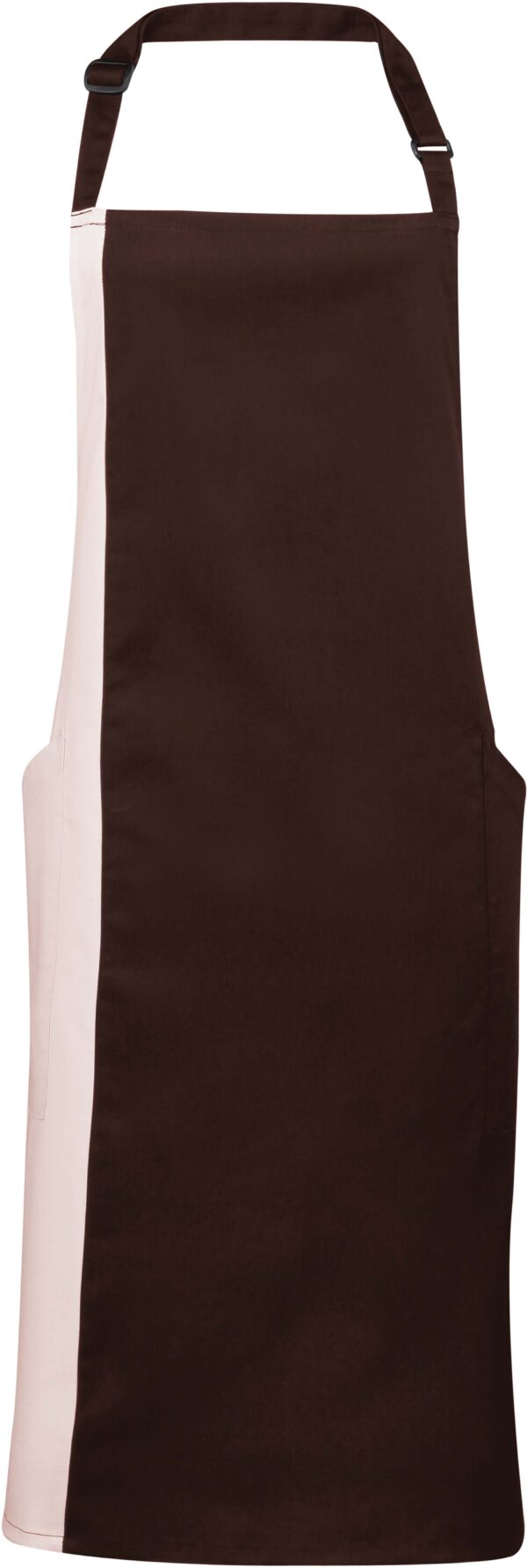 TABLIER BICOLORE. UNI POLYESTER / COTON. LONGUEUR 86 X 72 CM. TU - MARRON/BEIGE