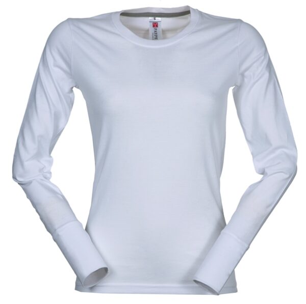 TEE-SHIRT FEMME 165 MANCHES LONGUES. 100% COTON, 165 G/M². TS À XL - BLANC