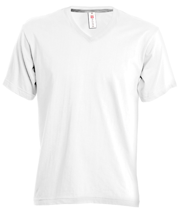 TEE-SHIRT HOMME 150 COL V MANCHES COURTES. 100% COTON, 150 G/M². TS À 3XL - BLANC