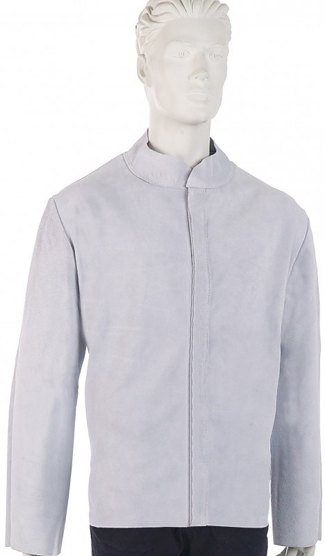 VESTE DE PROTECTION CUIR CROUTE DE BOVIN POUR SOUDEUR. LONG 80 CM