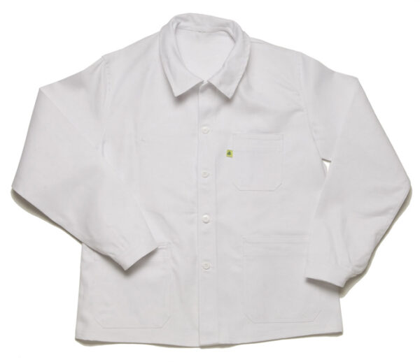VESTE BOUTONS IMAGE PERSONNALISABLE. 100% COTON SANFOR. EN ISO 13688. T36/38 À 60/62 - BLANC