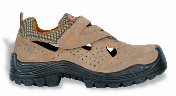 SANDALETTE DE SECURITE HOMME, TREKKING BEIGE AERE VELCRO REGLABLE, BOUT RECOUVERT - CE EN ISO 20345 S1P SRC - 39/48