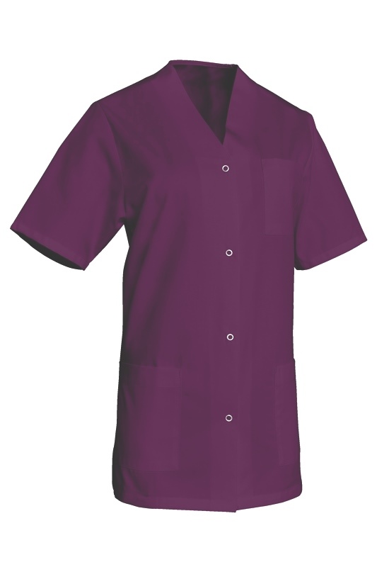 TUNIQUE VIVIANE. PRESSIONS MANCHES COURTES. UNI POLYESTER / COTON. T36/38 A 60/62 - PRUNE
