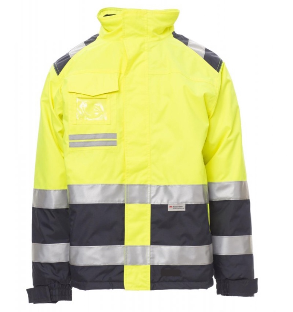 VESTE HOMME MATELASSEE HAUTE VISIBILITE IMPER/RESPIRANT FROID NEGATIF FLASHVISION. 100% POLYESTER, 190 G/M². EN ISO 13688, EN ISO 471 CL. TS À 5XL - JAUNE/MARINE