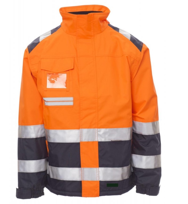 VESTE HOMME MATELASSEE HAUTE VISIBILITE IMPER/RESPIRANT FROID NEGATIF FLASHVISION. 100% POLYESTER, 190 G/M². EN ISO 13688, EN ISO 471 CL. TS À 5XL - ORANGE/MARINE