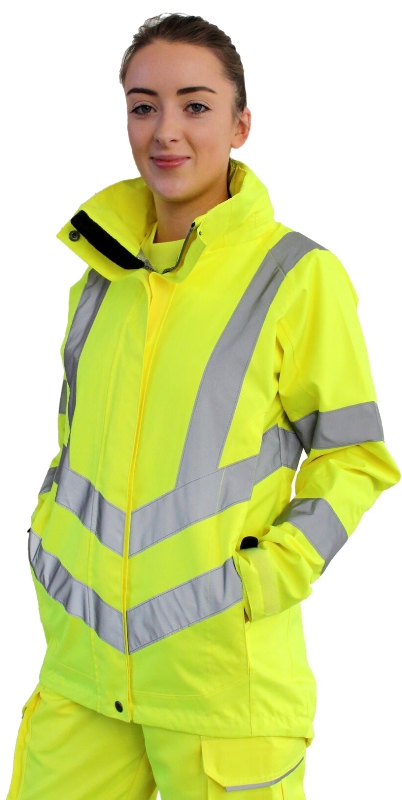 VESTE DE PLUIE FEMME VISIBILITE OXFORD ETEANCHE ET ULTRA-ESPIRANTE. EN 13758-2, EN ISO 13688, EN ISO 20471 CL 3, EN 343 CL 3.3. TXS À 3XL - JAUNE
