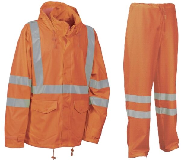 ENSEMBLE DE PLUIE HAUTE VISIBILITE SOUPLE, ETANCHE ET RESPIRANT. EN ISO 13688, EN ISO 20471 CLASSE 3, EN 343 CLASSE 3.1. TS À 3XL - ORANGE