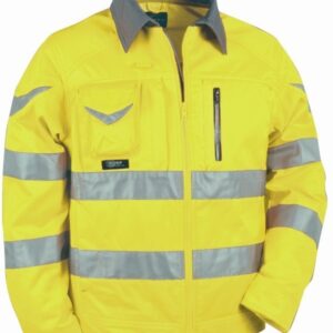 BLOUSON DE TRAVAIL HAUTE VISIBILITE FORCE-LINE. COTON / POLYESTER. EN ISO 13688, EN ISO 20471 CL3. T42 À 62 - JAUNE/GRIS