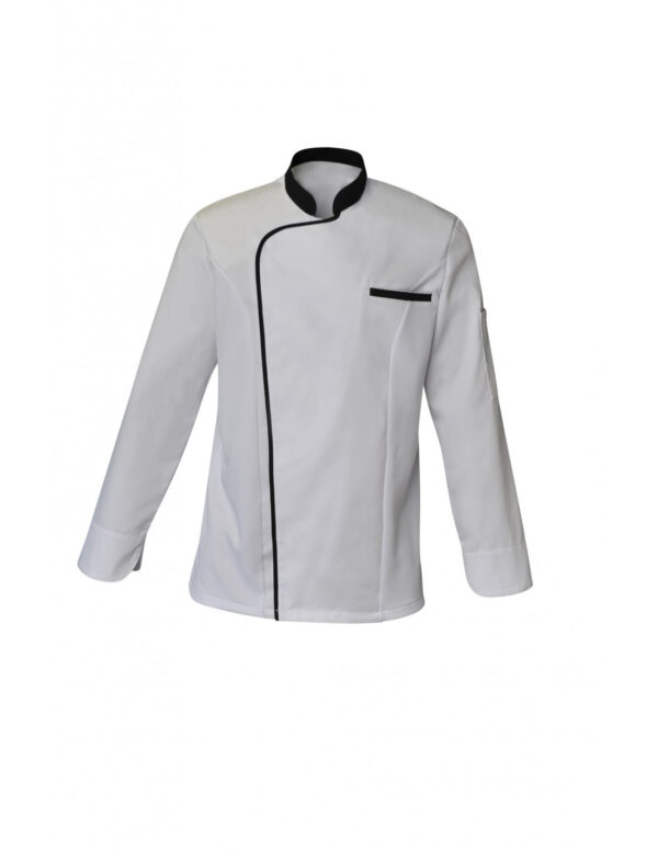 VESTE ZACK. PRESSIONS MANCHES LONGUES. UNI POLYESTER / COTON. T0 (36/38) à 6 (60/62) - BLANC